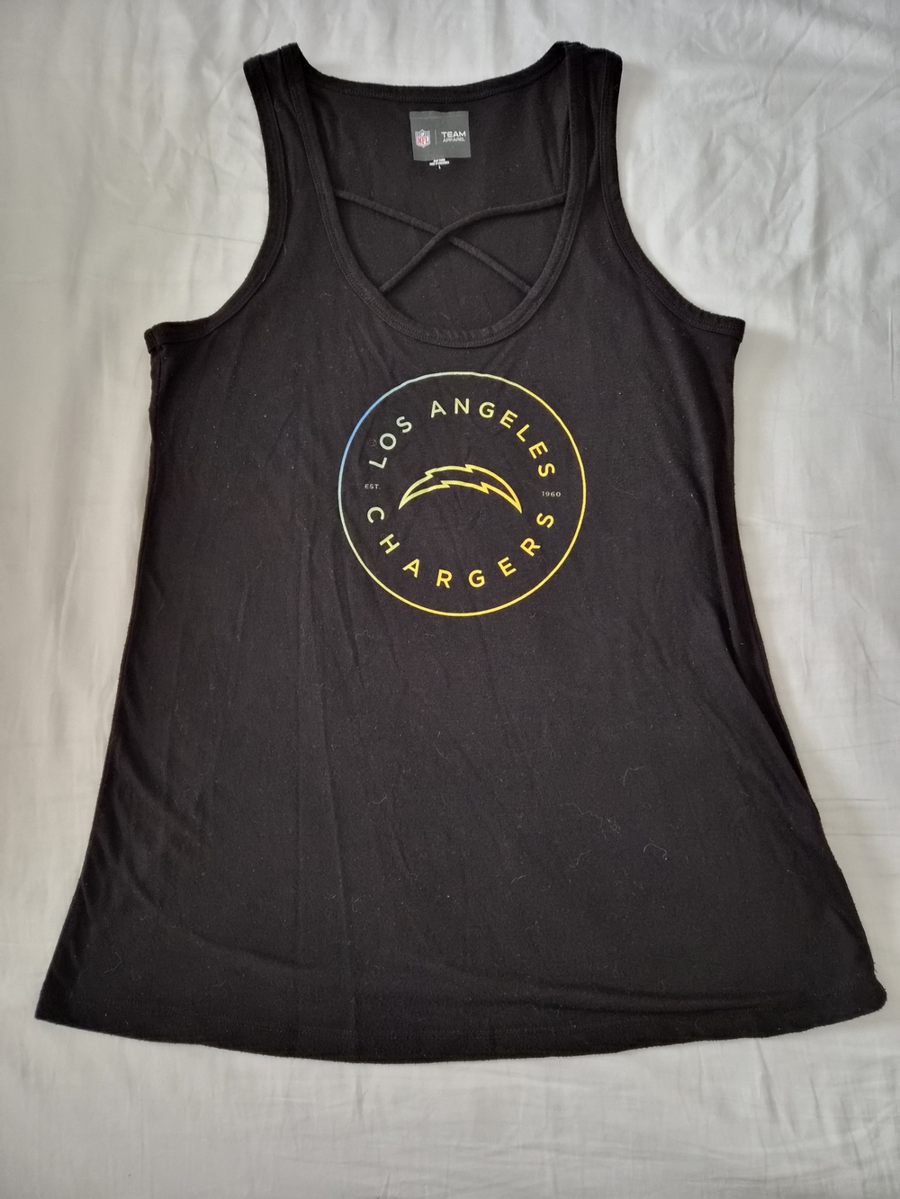 Los Angeles Chargers Women's Black Crisscross Logo Tank
